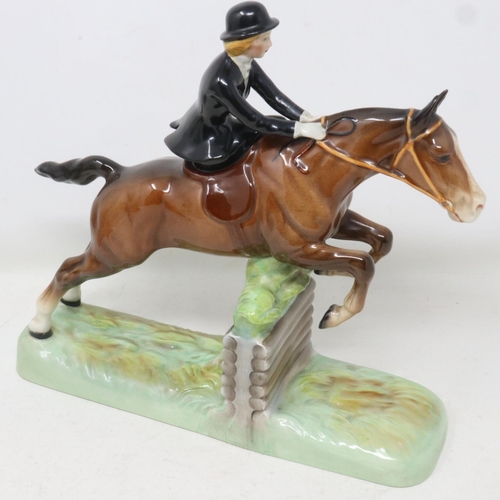 157 - Beswick huntswoman riding side saddle figurine, very small graze to one ear, H: 26 cm. UK P&P Group ... 