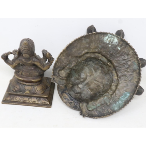 249 - Bronze Goddess Tara wall mask and a bronze Ganesha figure, largest H: 16 cm. UK P&P Group 2 (£20+VAT... 