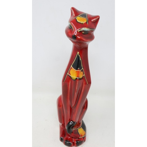 211 - Anita Harris tall Deco cat, signed in gold, no cracks or chips, H: 25 cm. UK P&P Group 2 (£20+VAT fo... 