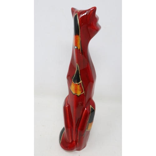 211 - Anita Harris tall Deco cat, signed in gold, no cracks or chips, H: 25 cm. UK P&P Group 2 (£20+VAT fo... 