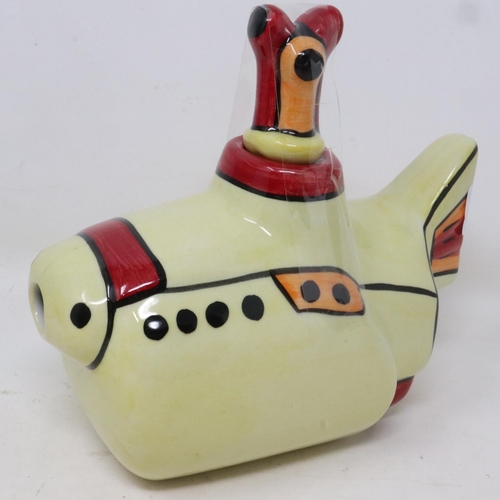 218 - Lorna Bailey Yellow Submarine teapot made for USA market, no cracks or chips, H: 17 cm. UK P&P Group... 