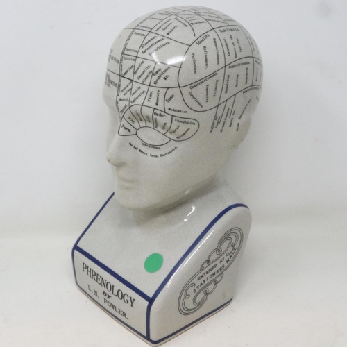 219 - Ceramic phrenology head, crazing as designed, H: 30 cm. UK P&P Group 2 (£20+VAT for the first lot an... 