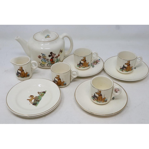 220 - Beswick Mickey Mouse tea service of eleven pieces, crack to teapot lid. UK P&P Group 3 (£30+VAT for ... 