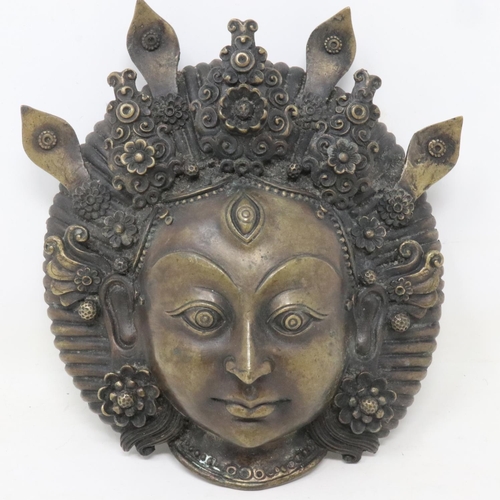 249 - Bronze Goddess Tara wall mask and a bronze Ganesha figure, largest H: 16 cm. UK P&P Group 2 (£20+VAT... 