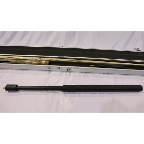 2037A - Mark Richard two piece pool cue, with two extensions and aluminium case. UK P&P Group 3 (£30+VAT for... 