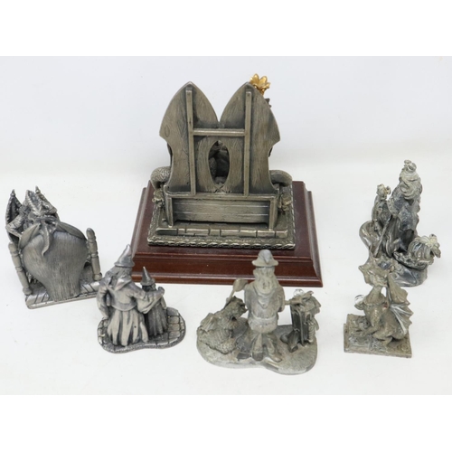 257 - Six pewter figures in the style of Myth and Magic, including Prince of Dragons, largest H: 16 cm. UK... 