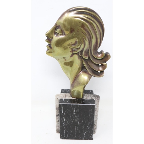 260 - Brass Art Nouveau bust on marble base, H: 26 cm. UK P&P Group 2 (£20+VAT for the first lot and £4+VA... 