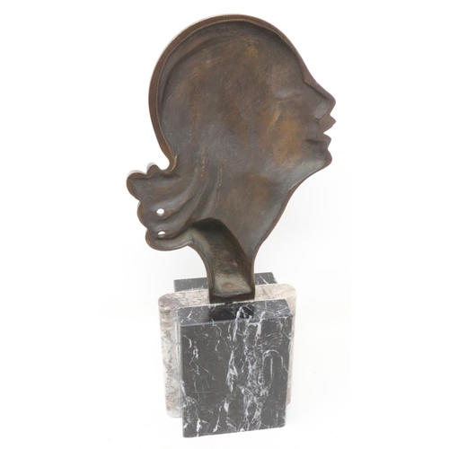 260 - Brass Art Nouveau bust on marble base, H: 26 cm. UK P&P Group 2 (£20+VAT for the first lot and £4+VA... 