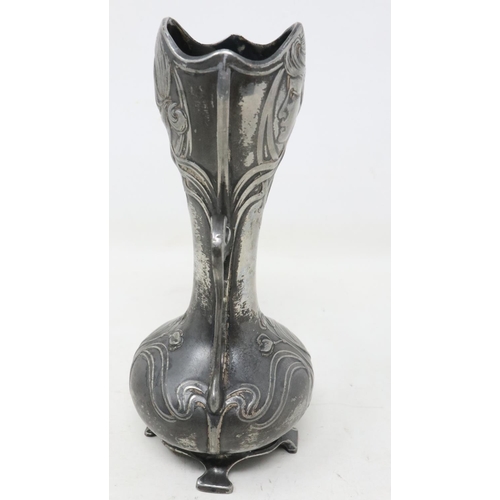 268 - Art Nouveau twin handled white metal vase, H: 14 cm. UK P&P Group 1 (£16+VAT for the first lot and £... 