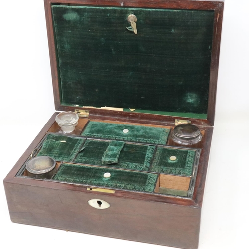 274 - Victorian rosewood fitted sewing box, 28 x 21 x 13 cm H. UK P&P Group 2 (£20+VAT for the first lot a... 