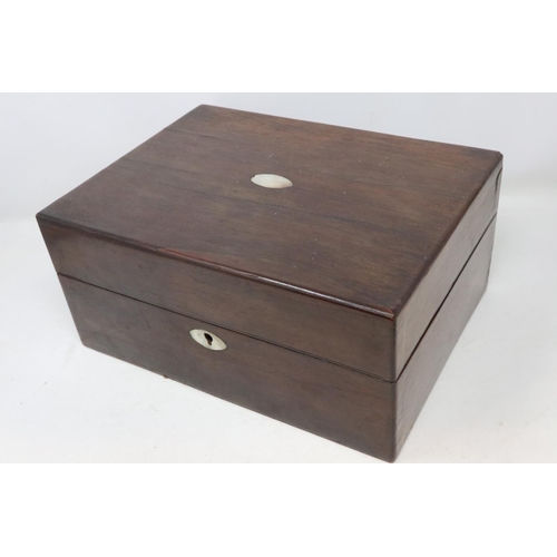 274 - Victorian rosewood fitted sewing box, 28 x 21 x 13 cm H. UK P&P Group 2 (£20+VAT for the first lot a... 