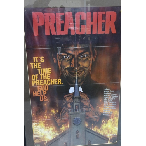 290 - Framed DC Comics Preacher poster, 53 x 83 cm. Not available for in-house P&P