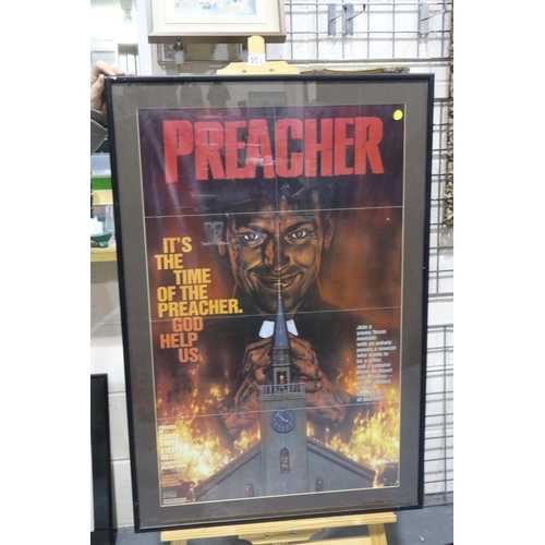 290 - Framed DC Comics Preacher poster, 53 x 83 cm. Not available for in-house P&P