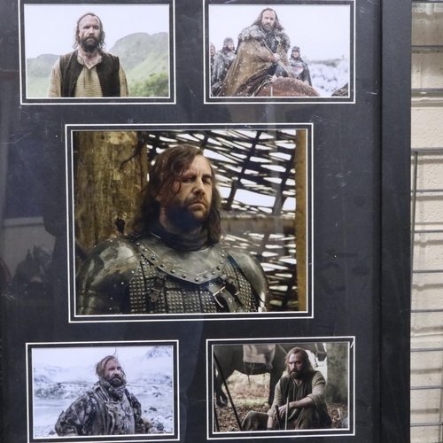 299 - Framed collage of pictures of The Hound from Game of Thrones, overall 46 x 56 cm. Not available for ... 