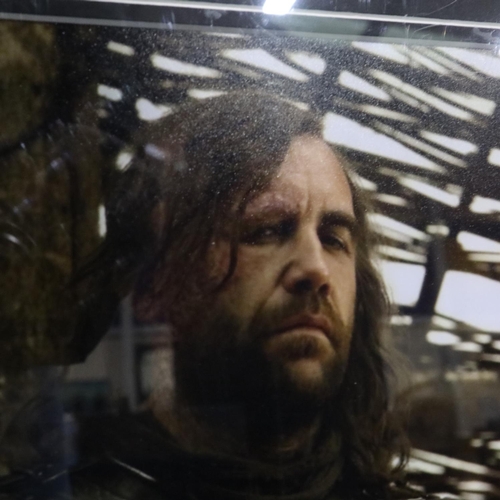 299 - Framed collage of pictures of The Hound from Game of Thrones, overall 46 x 56 cm. Not available for ... 