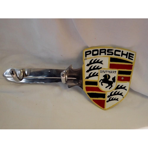 1191 - Cast aluminium Porsche key hook, L: 30 cm. UK P&P Group 1 (£16+VAT for the first lot and £2+VAT for ... 