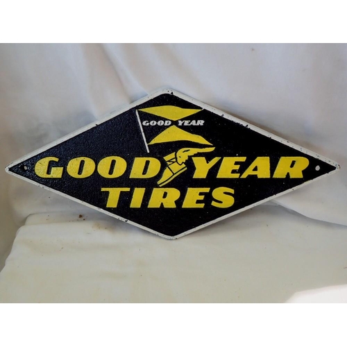 1196 - Cast iron Goodyear Tires Plaque, W: 30 cm. UK P&P Group 1 (£16+VAT for the first lot and £2+VAT for ... 