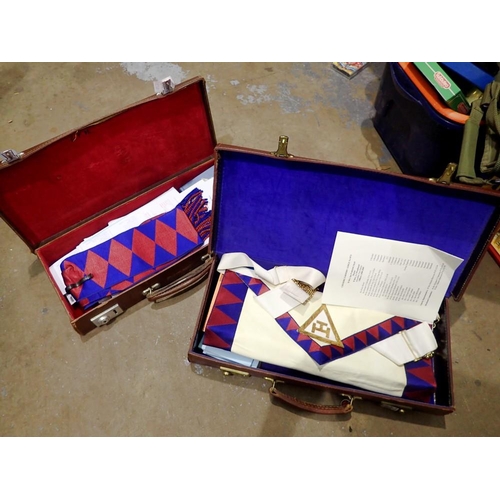 1306 - Two vintage Masonic regalia cases, with contents. UK P&P Group 2 (£20+VAT for the first lot and £4+V... 