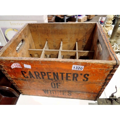 1320 - Carpenters of Widnes wooden bottle box. Not available for in-house P&P