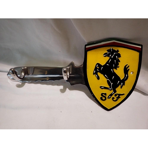 1321 - Cast aluminium Ferrari key hook. W:30cm