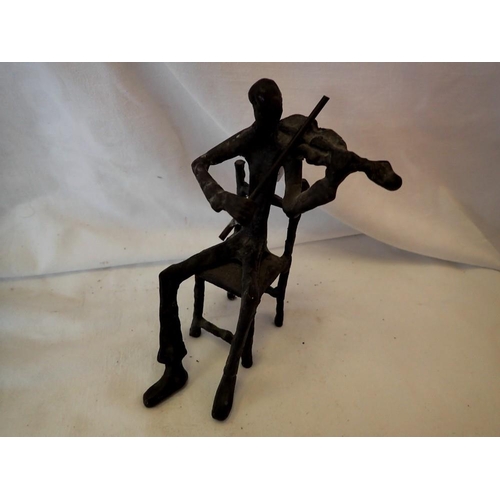 1327 - Bronze figure of a man playing a violin. Not available for in-house P&P