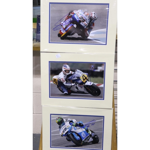 301 - Three signed motorcycle press photographs, Alex Espagara, Maverick Vinales and Freddie Spencer, 30 x... 