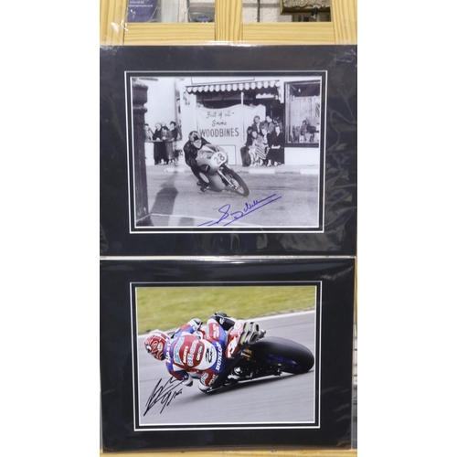 302 - Two signed motorcycle press photographs, Leon Haslam and Sammy Miller, 25 x 20 cm. UK P&P Group 1 (£... 