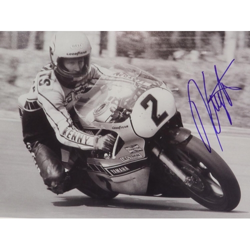 306 - Signed motorcycle press photograph, Kenny Roberts, 25 x 20 cm. UK P&P Group 1 (£16+VAT for the first... 