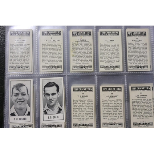 353 - Seventy two Barrett test cricketers cards. UK P&P Group 1 (£16+VAT for the first lot and £2+VAT for ... 