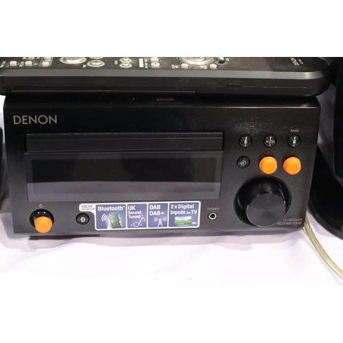 374 - Denon DAB CD receiver with two speakers, Model RCD-M41DAB. All electrical items in this lot have bee... 