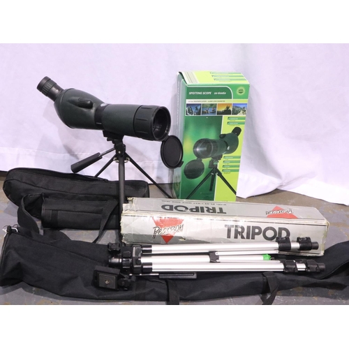 388 - Anventuridge spotting scope 20- 60 x 60 together with a Pearson tripod. UK P&P Group 3 (£30+VAT for ... 