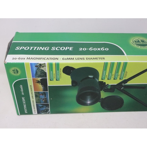 388 - Anventuridge spotting scope 20- 60 x 60 together with a Pearson tripod. UK P&P Group 3 (£30+VAT for ... 