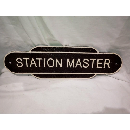 1441 - Cast iron Station Master sign, W: 35 cm. UK P&P Group 1 (£16+VAT for the first lot and £2+VAT for su... 