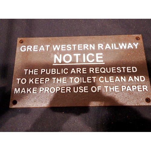 1456 - Cast iron Great Western Railway sign. W:30cm