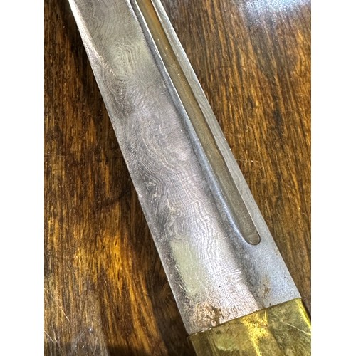 2150 - A Japanese WWII officers katana, the blade of Damascus steel having a signed handle beneath the shag... 