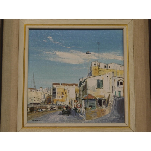 2045 - Michael D Barnfather (b. 1934): oil on board, Ciudadela Menorca, 22 x 22 cm. Not available for in-ho... 