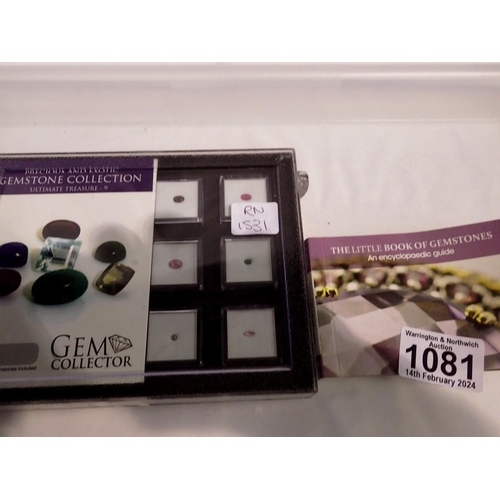 1081 - Cased gemstone presentation case with guide. UK P&P Group 1 (£16+VAT for the first lot and £2+VAT fo... 