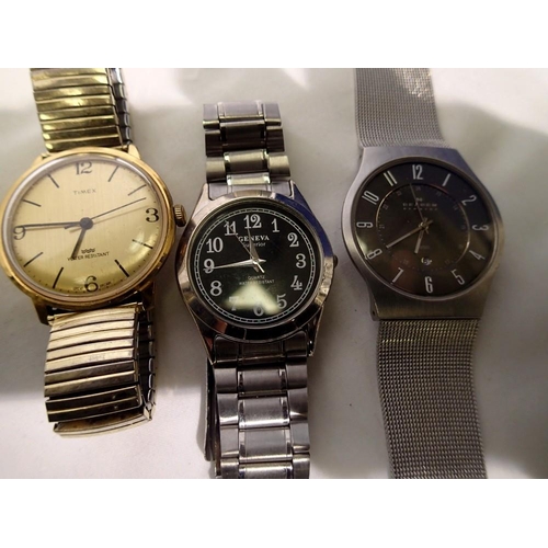 1103 - Three gents wristwatches, Skagen, Timex and Geneve. UK P&P Group 1 (£16+VAT for the first lot and £2... 