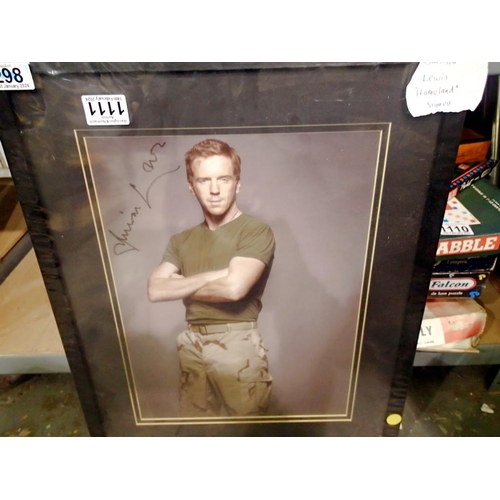 1111 - Framed and signed Damian Lewis Homeland photograph from The Drunk Tank Memorabilia, 28 x 38 cm. Not ... 