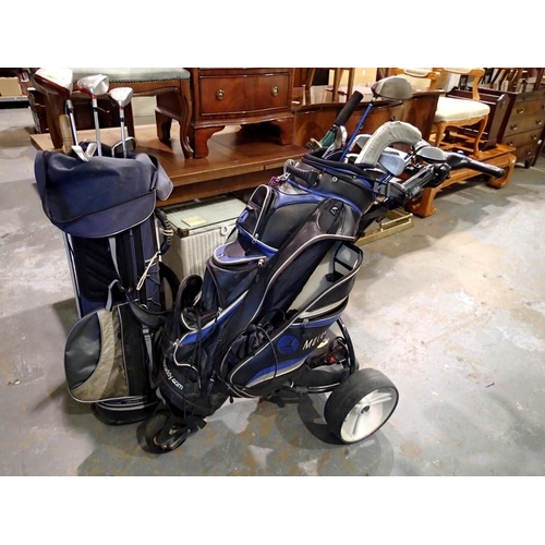 1116 - Two golf bags and a quantity of clubs to include set of Macgregor V Foil M455 irons, Cobra driver an... 