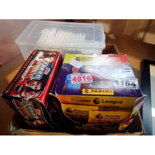 1164 - Two boxes of football cards and box of Panini football cards with golf legends packs. Not available ... 