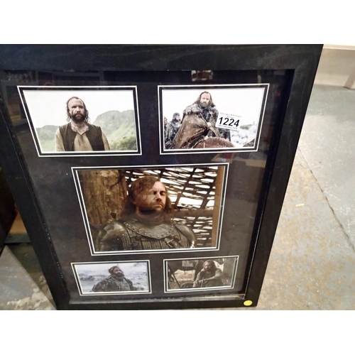 1224 - Framed collage of pictures of The Hound from Game of Thrones, overall 46 x 56 cm. Not available for ... 