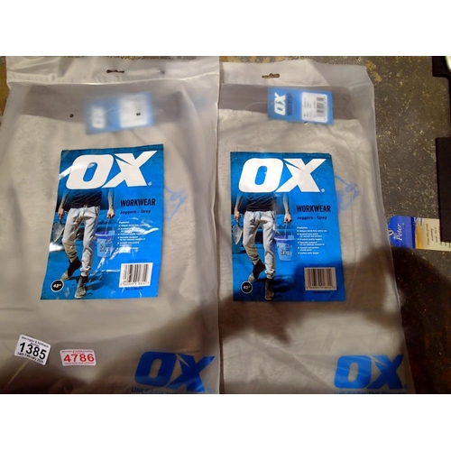 1385 - Two pairs of Ox-tools 42 R grey workwear joggers, new old stock. Not available for in-house P&P