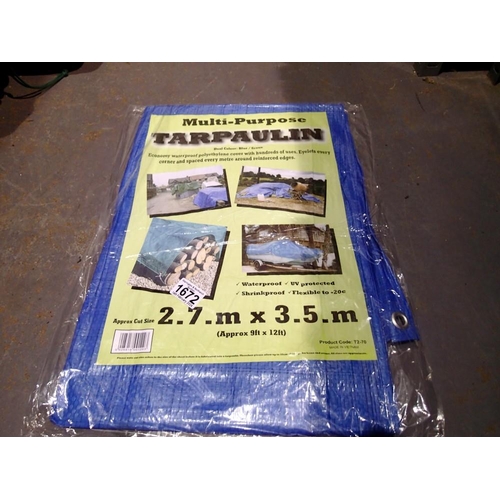 1672 - New and unused tarpaulin, 2.7 m x 3.5 m. Not available for in-house P&P