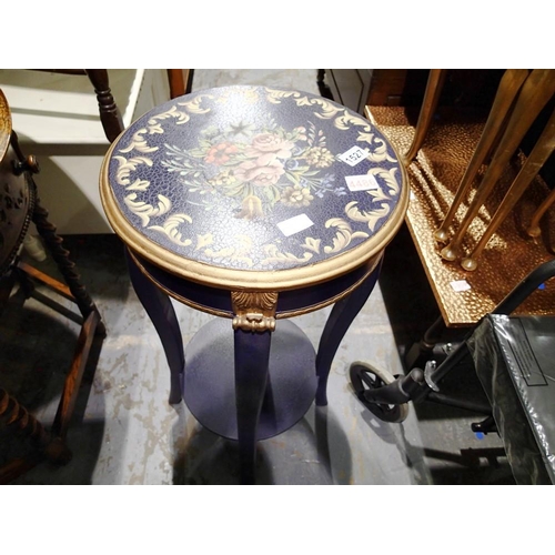 1527 - Blue and gilt painted Jardinere stand. Not available for in-house P&P