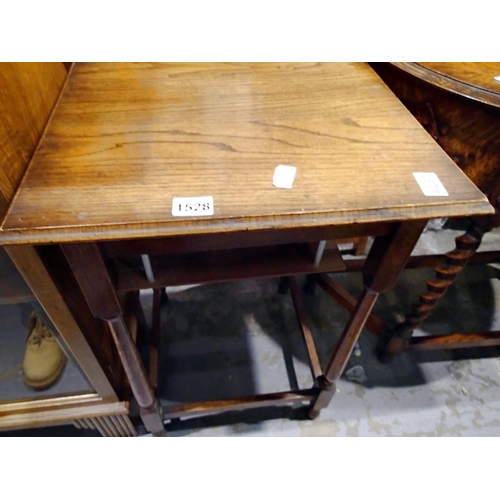 1528 - Edwardian walnut bedroom chair and an oak lamp table (2). Not available for in-house P&P