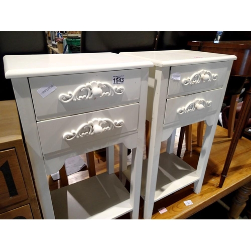 1543 - Pair of white two drawer bedside tables. Not available for in-house P&P