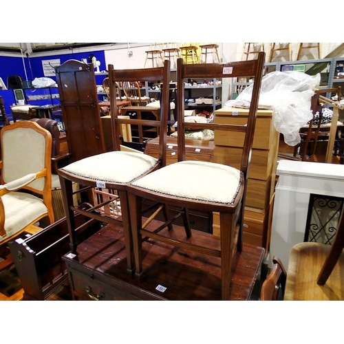 1596 - Pair of Edwardian inlaid bedroom chairs. Not available for in-house P&P