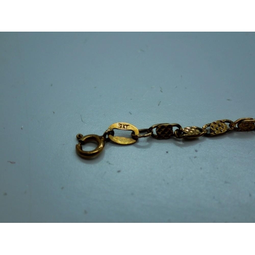 63 - 9ct gold bracelet, L: 17 cm, 1.8g. UK P&P Group 0 (£6+VAT for the first lot and £1+VAT for subsequen... 