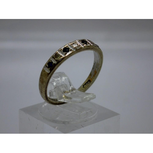 72 - 9ct gold diamond and sapphire set ring, size L, 1.9g. UK P&P Group 0 (£6+VAT for the first lot and £... 